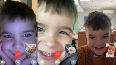 Nikolina. Cousins and nephew FaceTime