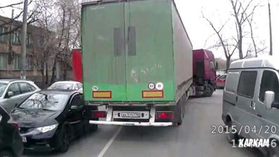 <p>A Russian truckie has given a fellow driver an unwanted towing after accidentally colliding with a car and dragging it down a street.</p><p>

The truckie was negotiating his way through a busy narrow street last Monday when the rear bar of the truck smashed into a traffic-bound car as he rounded a sharp corner. </p><p>

Having unknowingly hooked the car to his semi, the hapless driver could only desperately attempt to accelerate and escape the bar’s clutches, but without luck. </p><p> 

It is unknown what retribution the truck driver faced, either from the driver or his employer. </p><p>

Check out this gallery for more destructive truckie moments. </p><p></p>