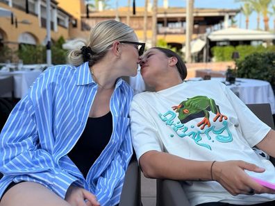 Sam Kerr and Kristie Mewis on holiday in Spain with their son Jagger