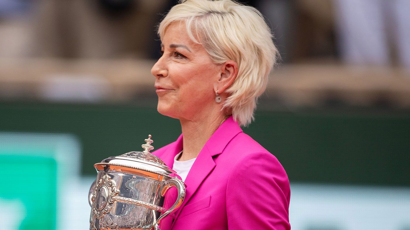 Chris Evert pictured with the Roland-Garros trophy