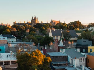 Sydney, Australia - July 7, 2018: View around Glebe with University of Sydney building.