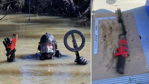 The Queensland Police dive squad found a gun in the Condamine River