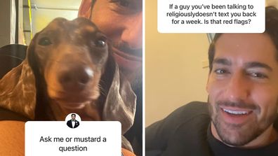 Married At First Sight star Duncan James answers fans questions on Instagram with dog Mustard.