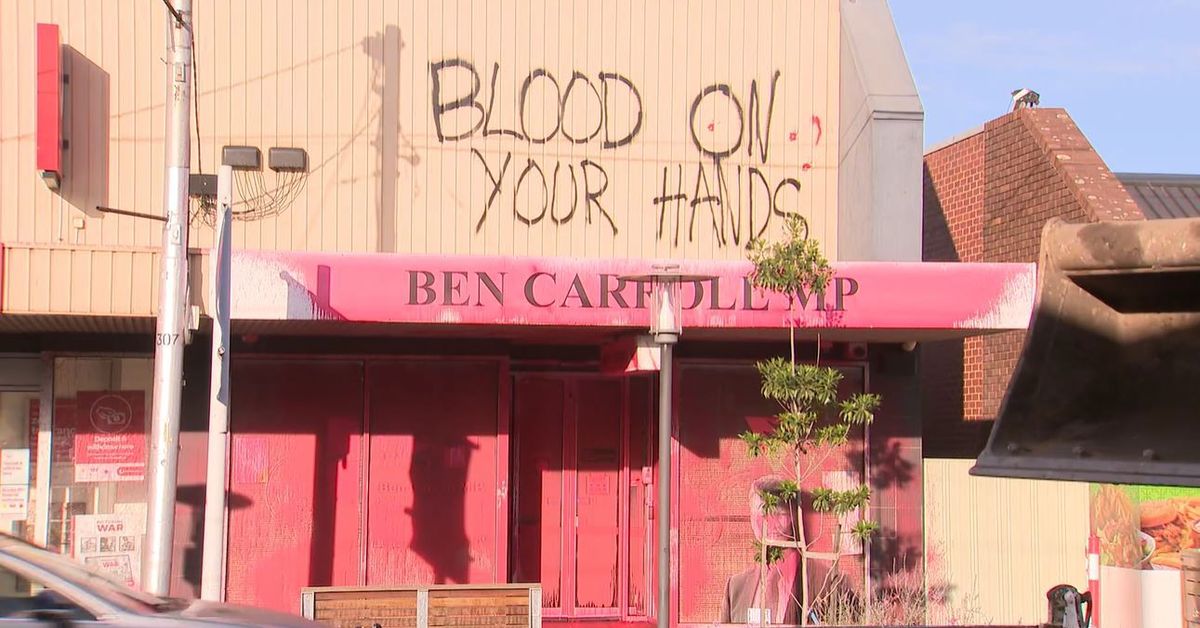 Victorian deputy premier’s office vandalised with fake blood
