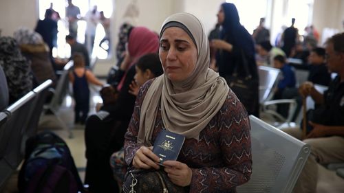 Australian woman Mona Sakr at the Rafah border crossing.