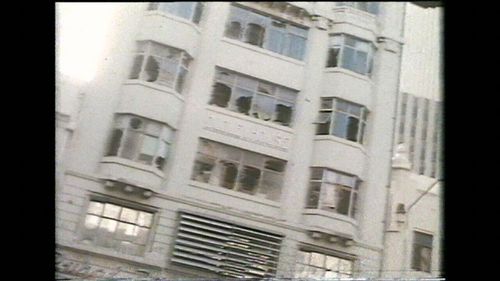 The facade of the Hilton was damaged by the blast.