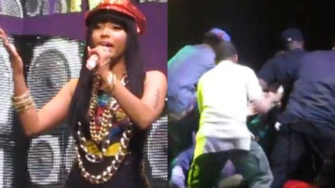 Video:  Fan tries to hug Nicki Minaj, gets tackled off stage