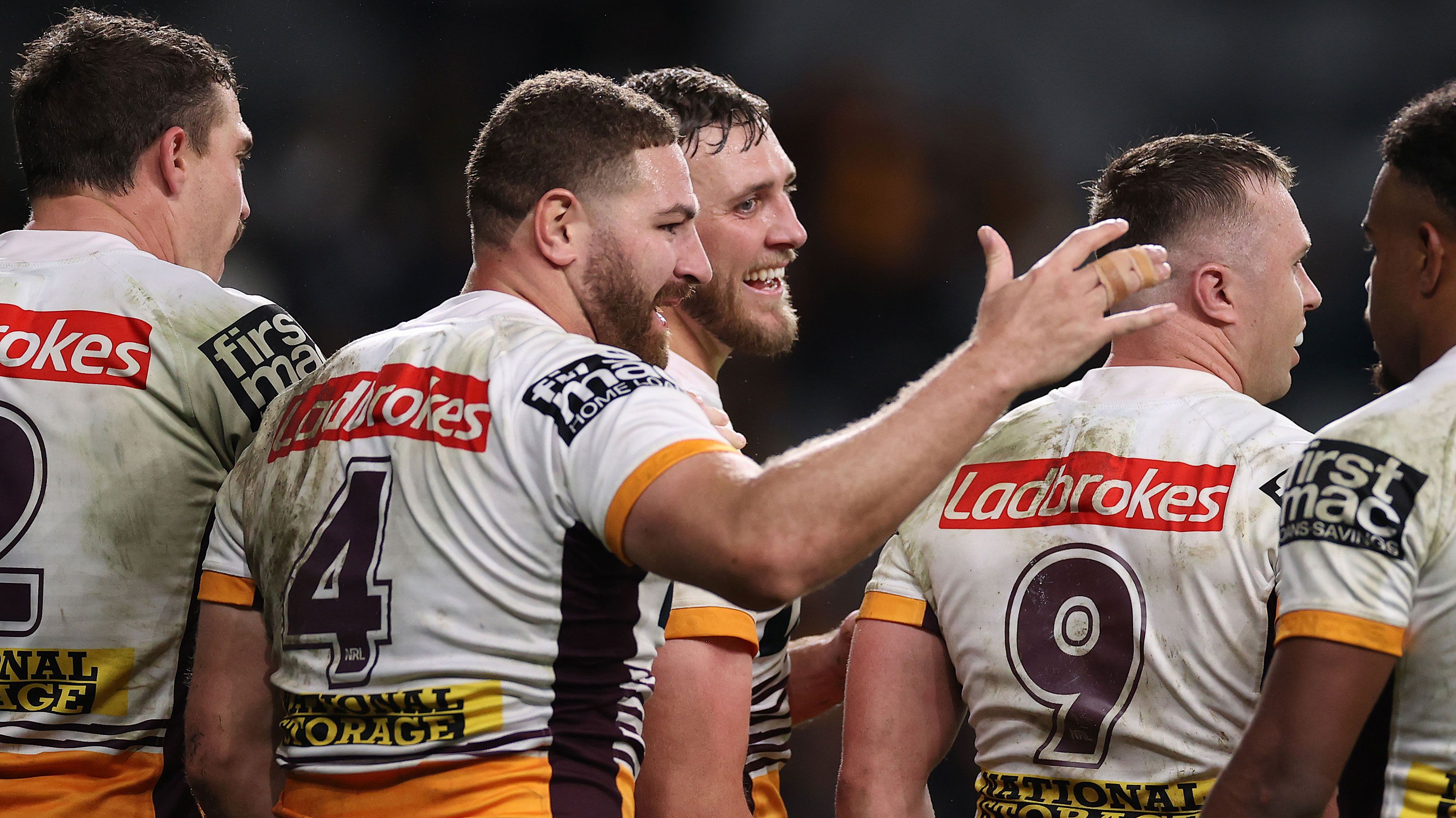 Broncos star Kurt Capewell celebrates a try during round their round 19 win over the Eels.