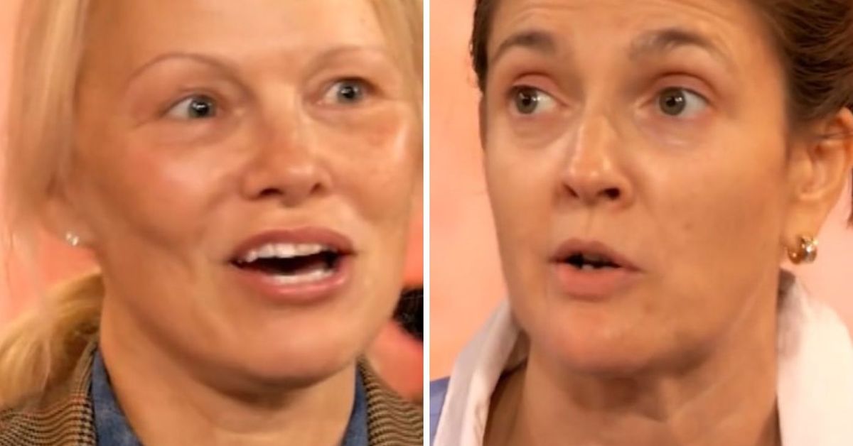 Drew Barrymore goes makeup free on her talk show, inspired by guest Pamela Anderson