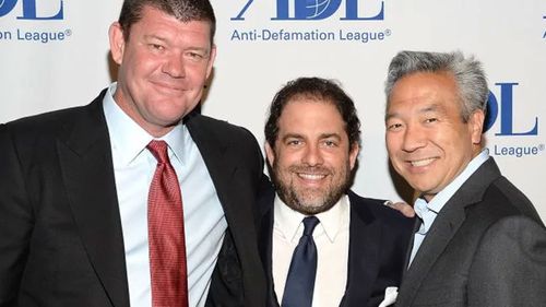 RatPac Entertainment's James Packer and Brett Ratner, with former Warner Bros. Entertainment chief executive Kevin Tsujihara.