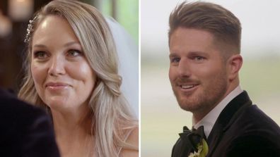 Bryce and Melissa meeting down the aisle MAFS