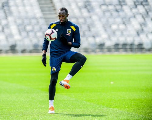 A week into his A-League experience, Bolt looks comfortable on a football pitch.