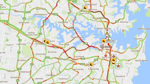 Sydney roads were in gridlock this morning following the closure of four lanes on the Sydney Harbour Bridge (9:45am, Live Traffic NSW) 