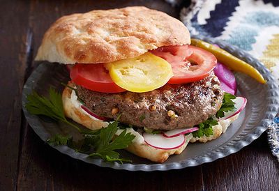 Spiced lamb and pine nut burgers