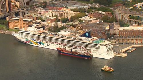 The Norwegian Jewel docked in Sydney Harbour.