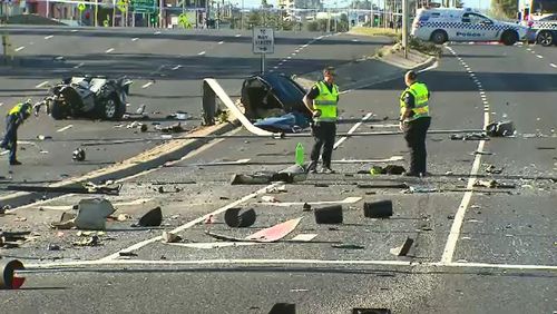 Debris was left scattered over six lanes of highway. 