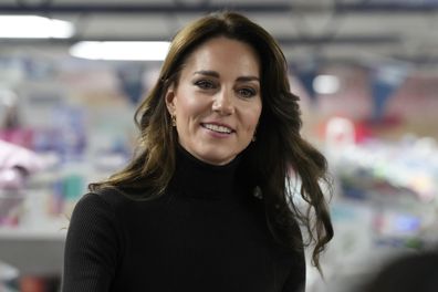 Kate, Princess of Wales smiles during her visit to Sebby's Corner in north London, Friday, Nov. 24, 2023. The Royal Foundation Centre for Early Childhood to provide support to families with young children in the run up to Christmas. Sebby's Corner was formed in January 2021 and provides items to families in need across Barnet, Hertfordshire and London. (AP Photo/Frank Augstein, Pool)