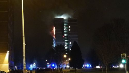 The fire started on the ninth floor and quickly spread to the 10th. (Twitter/@RobertCullenCFC)