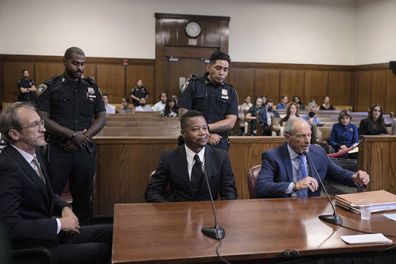 Actor Cuba Gooding Jr., centre, appears in Manhattan Criminal Court for his sexual misconduct case, Thursday, Oct 13, 2022, in New York. Gooding Jr. resolved his New York City forcible touching case with a guilty plea to a lesser charge and no jail time after complying with the terms of a conditional plea agreement reached in April.