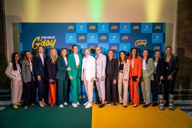 The Matildas attend a reception at Australia House in London after their friendlys against Scotland and England ahead of the Women's Football World Cup in Australia and New Zealand in July.