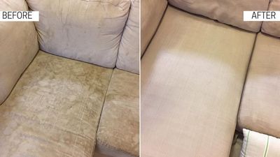 Stained couch - before & after