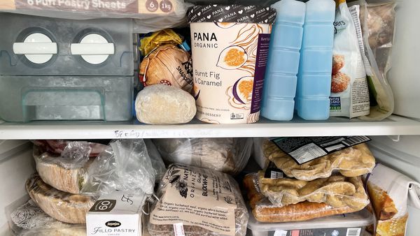 Hara&#x27;s share-house freezer is full of varied things.