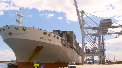 OOCL Seoul is the biggest freight ship in Port Melbourne's 179 year history.
 