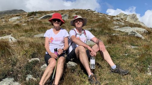Lee Hunt, pictured pinch her hubby connected a hiking travel successful Italy.