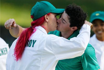 She sported a bright new hair colour as she joined Rory at the US Masters.