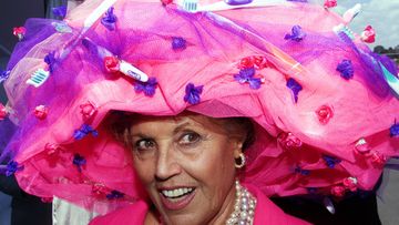 1999 Melbourne Cup General Crowds Lillian Frank and her toothbrush hat.