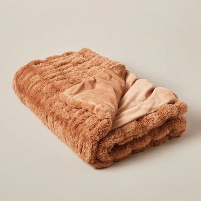 Ava Faux Fur Throw (Pecan)  Target