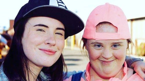 Genevieve Clay-Smith and actress Jamie Brewer on the set of Kill Off. (Instagram)