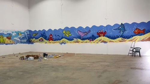 Ms Sharpe said a mural of fish was all the progress that had been made on her pool.