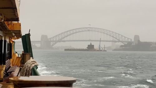 Rough weather on a ferry in Sydney Harbour.