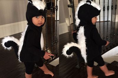 Even Nori's Halloween costumes are on point... making her the cutest skunk ever. <br/><br/>Could this be inspiration for her next high-fash capelet?