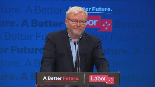 Former prime minister Kevin Rudd at the Labor party campaign rally in Brisbane.