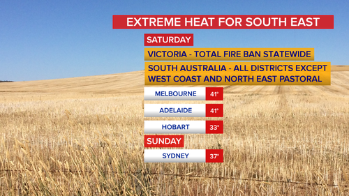 The south-east of the country is in for a sizzling hot Saturday. (9NEWS)