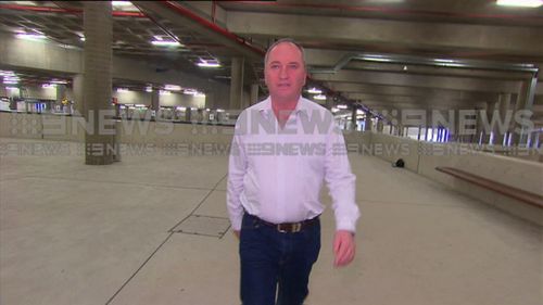 Barnaby Joyce arriving in Canberra to face the music over his tell-all TV interview yesterday. Picture: 9News