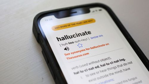 Dictionary.com's word of the year is "hallucinate," referring to the tendency of artificial intelligence tools to spew misinformation.