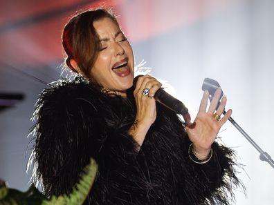 Tina Arena performs during the 2024 AFL Gather Round Welcome Dinner Event