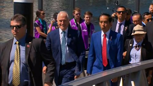 Malcolm Turnbull played host to ASEAN leaders as they toured Sydney Harbour today. (9NEWS)