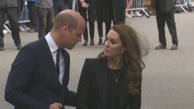 Prince William﻿ was seen comforting the Princess of Wales in a touching display of affection as the duo arrived at Sandringham to view tributes to late Queen Elizabeth II.