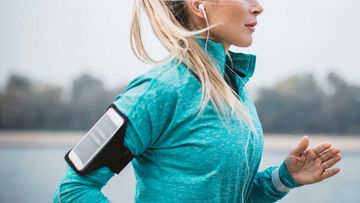 Woman running with headphones