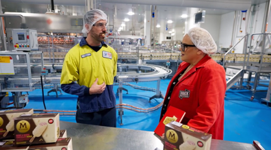 Yvie Jones heads to the Streets factory on Snackmasters 2022.