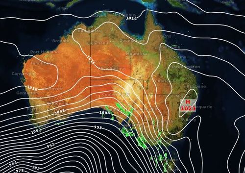 The high pressure system and low cloud has meant dry conditions wreaking havoc for NSWRFS. Image: Weatherzone