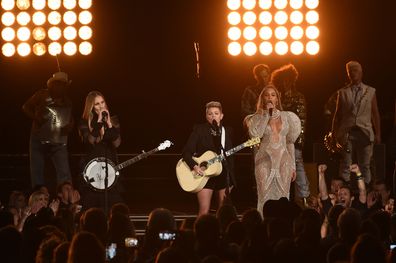 Beyoncé performs with The Dixie Chicks at the 2016 CMAs