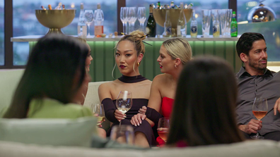 Janelle staring down Claire at Dinner Party MAFS 2023