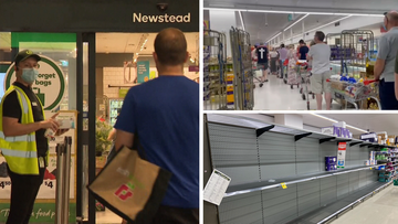 Panic buying and supermarket items limits have returned to south east Queensland in the lead-up to today&#x27;s lockdown. 