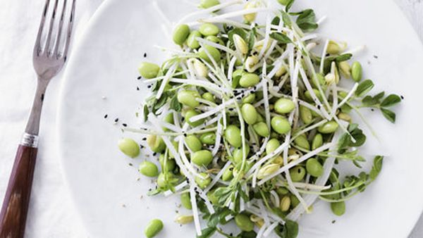 Soybean, white radish and sprout salad