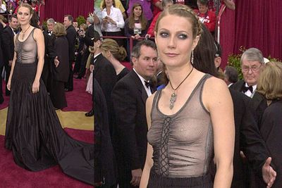 <b>Gwyneth Paltrow 2002</b><br/><br/>Er Gwyn, we could totally see through that fabric. Only we couldn't. What kind of crazy invisible nipple pasties were you wearing, girl?